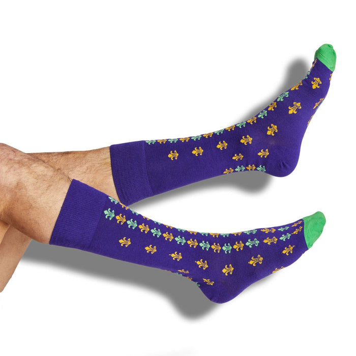 Mardi Gras - Mini Fleur - de - lis Dress Socks - SARTORO