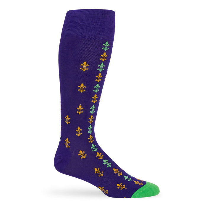 Mardi Gras - Mini Fleur - de - lis Dress Socks - SARTORO