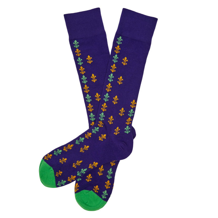 Mardi Gras - Mini Fleur - de - lis Dress Socks - SARTORO
