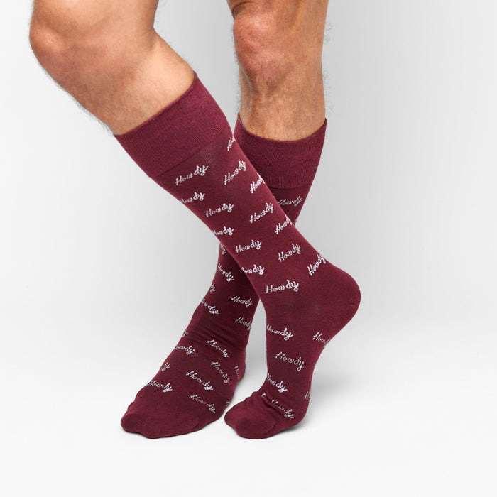 Maroon Howdy Dress Socks - SARTORO
