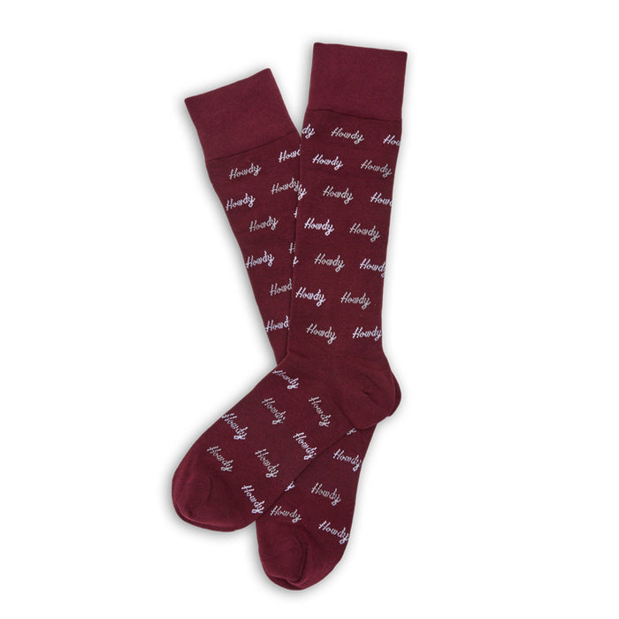 Maroon Howdy Dress Socks - SARTORO