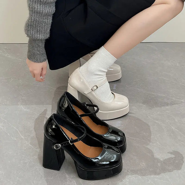Mary Jane Platform Chunky High Heels fashionnsio