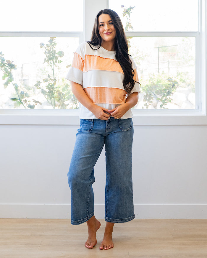 Maya Color Block Top - Peach Lovely Melody