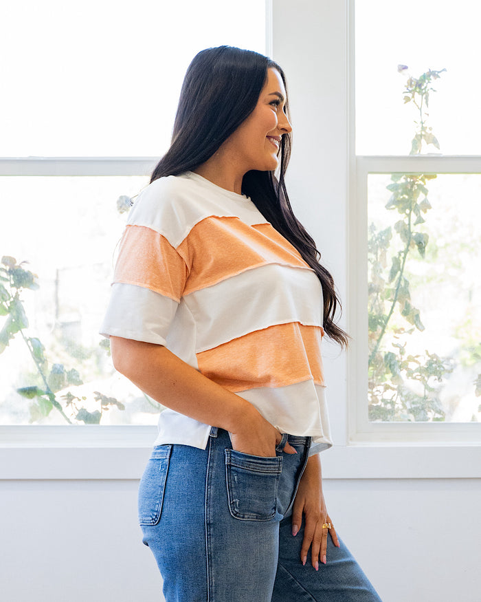 Maya Color Block Top - Peach Lovely Melody