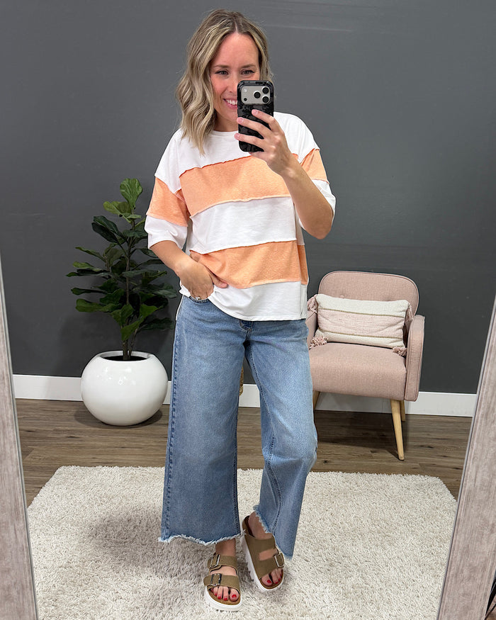 Maya Color Block Top - Peach Lovely Melody