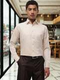 Men Beige Regular Fit Solid Formal Shirt