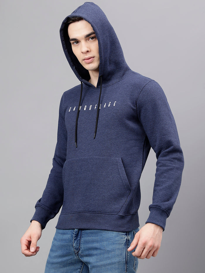 Men Navy Standard Fit Hooded Sweatshirt