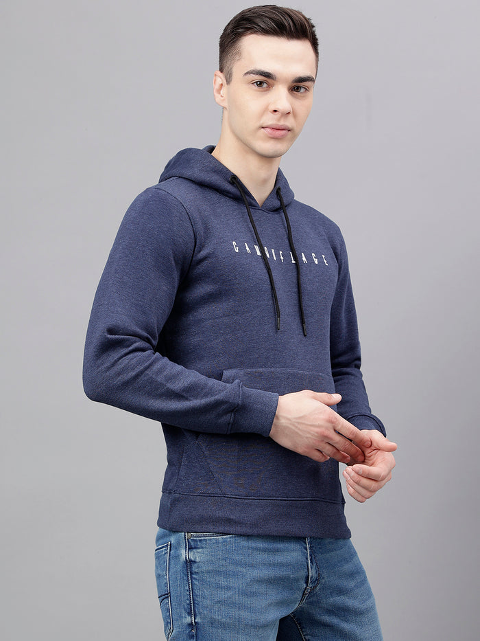 Men Navy Standard Fit Hooded Sweatshirt
