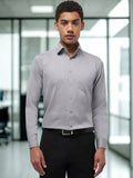 Men Textured Grey Regular Fit Formal Shirt
