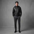 Men's Black Billionaire Hooded Leather Jacket