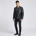 Men's Black Leather Moto Jacket