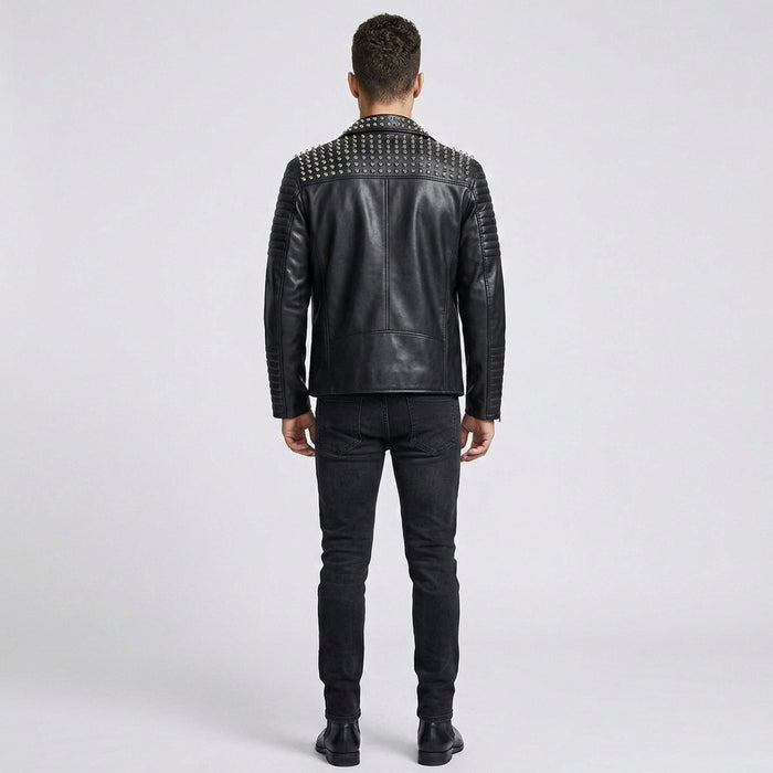 Men's Black Leather Moto Jacket