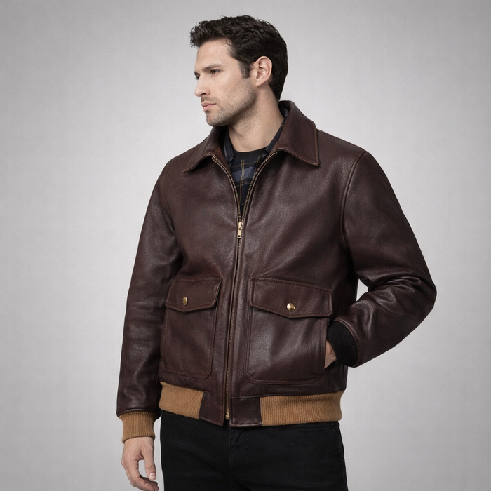 Men's Brown A2 Flight Leather Jacket