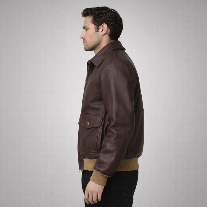 Men's Brown A2 Flight Leather Jacket