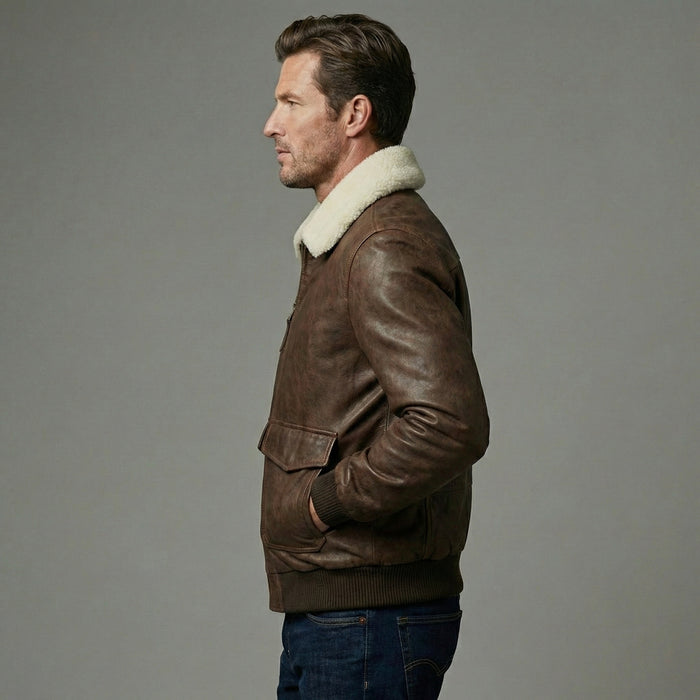 Men's Brown Sheepskin Flight Jacket