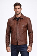 Men's Classic Trucker Leather Jacket