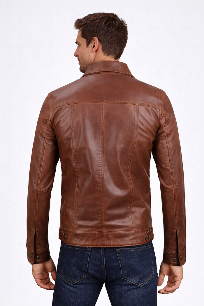 Men's Classic Trucker Leather Jacket