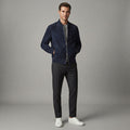 Men's Dark Blue Suede Bomber Jacket