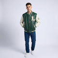 Men's Green and Cream Wool Leather Varsity Jacket