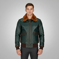 Men's Green Leather Flight Jacket