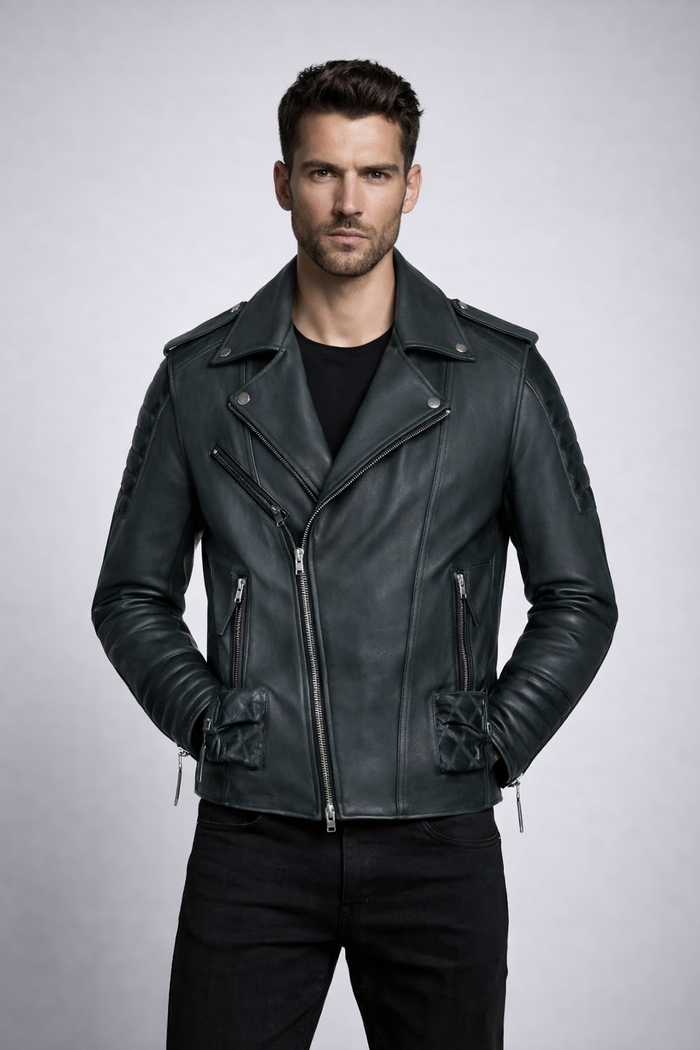 Men's Leather Biker Jacket