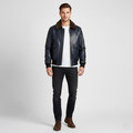 Men's Navy Flight Bomber Leather Jacket