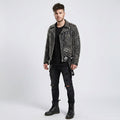 Men's Punk Metal Button Studded Leather Jacket