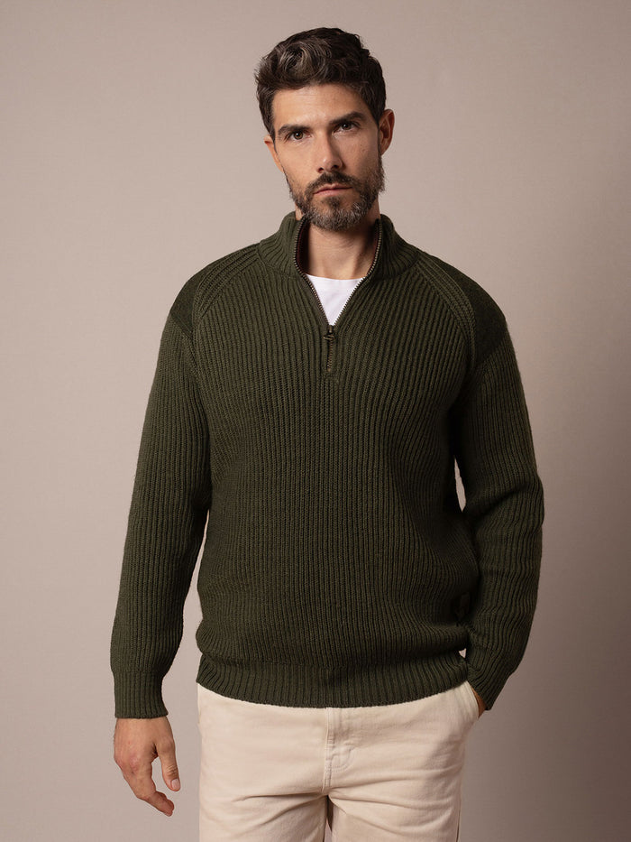 Men's Ribbed Half Zip Jumper