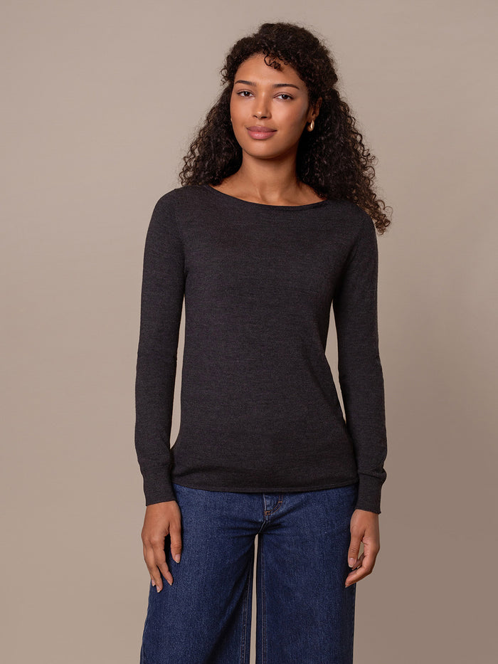 Merino Fine Knit Boat Neck Jumper
