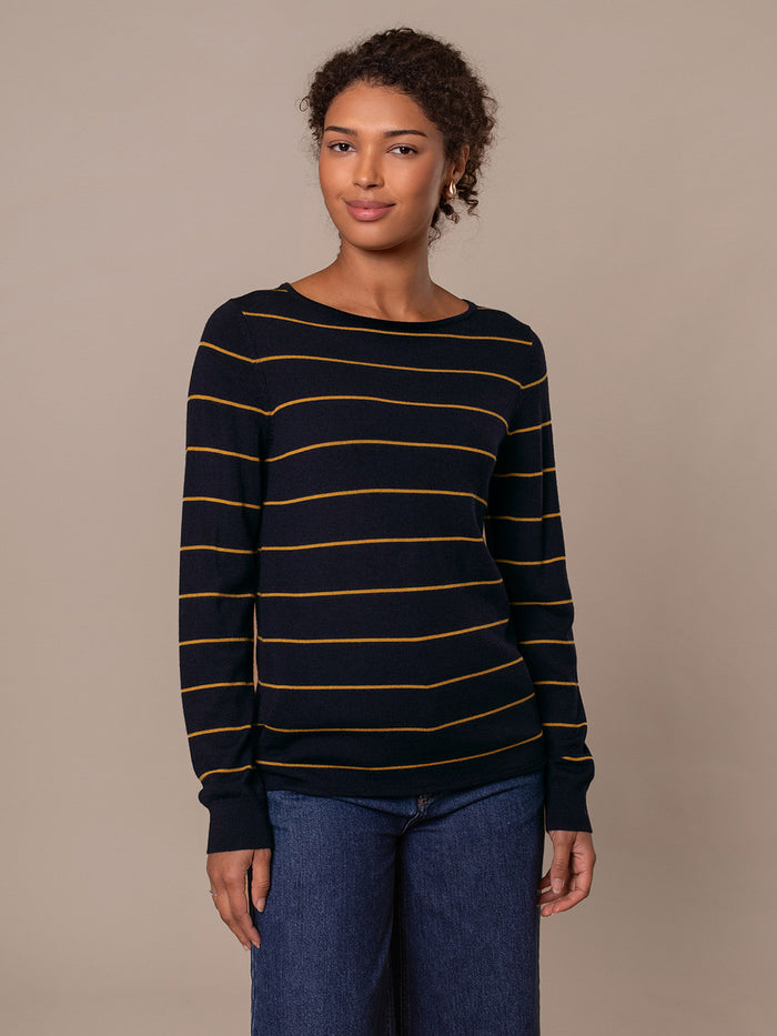 Navy Yellow Stripe / XS