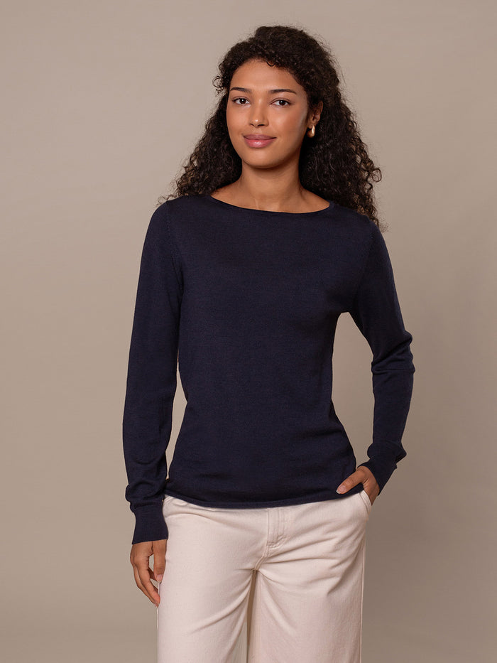 Merino Fine Knit Boat Neck Jumper