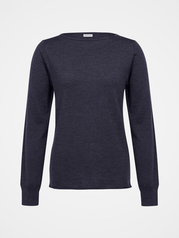 Merino Fine Knit Boat Neck Jumper