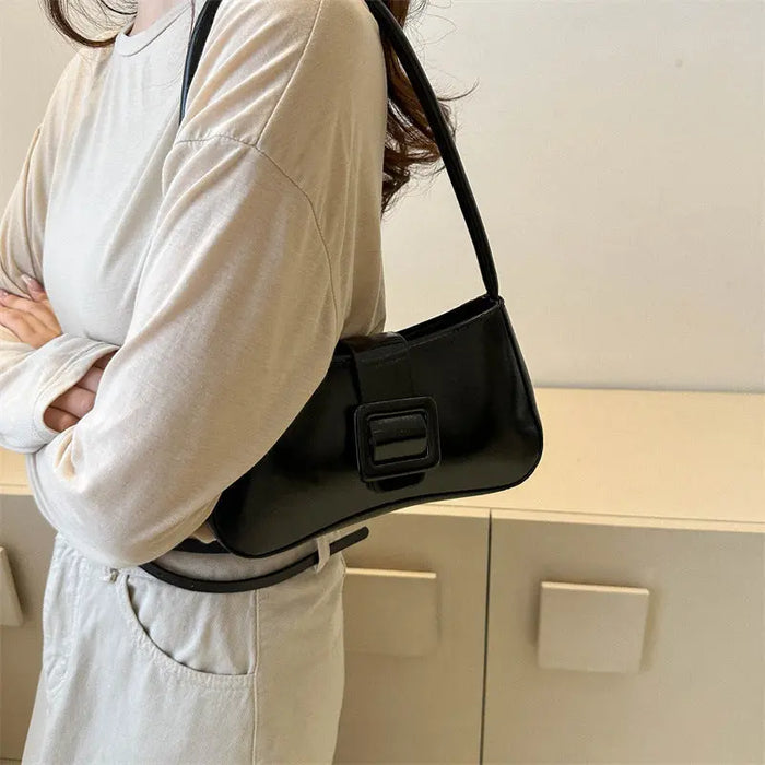 Metallic Glossy Buckle Shoulder Bags fashionnsio