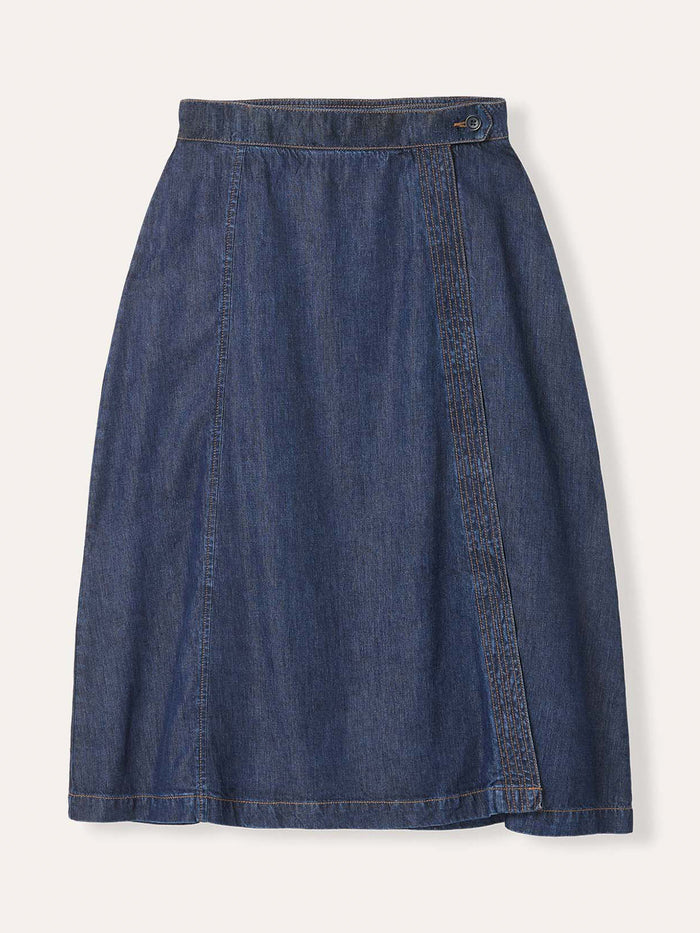 Midi Denim Wrap Skirt