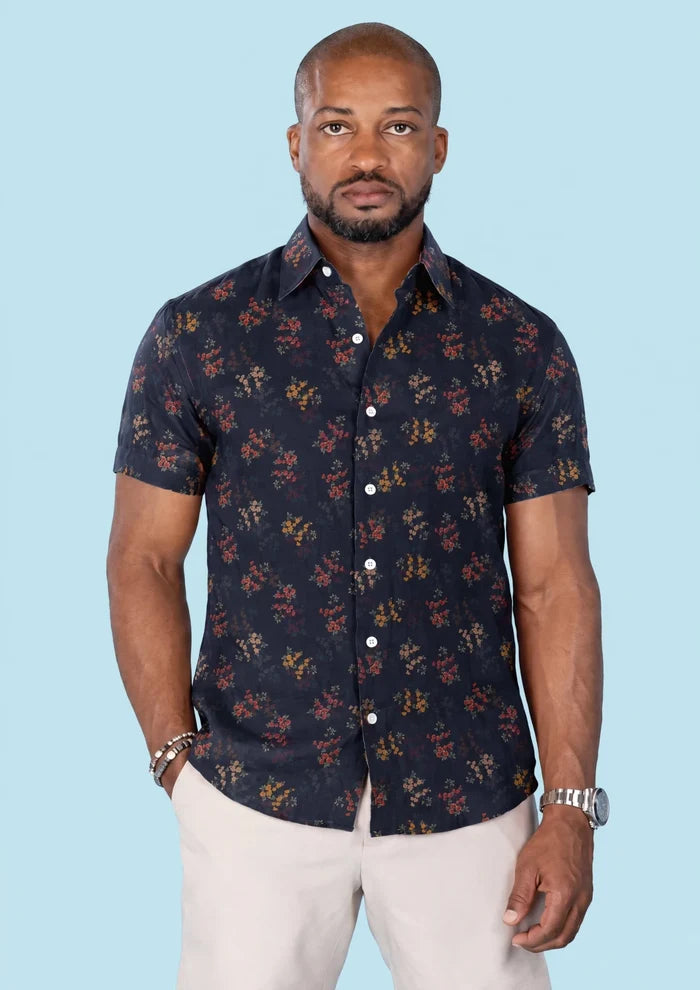 Midnight Bloom Silk Shirt - SARTORO