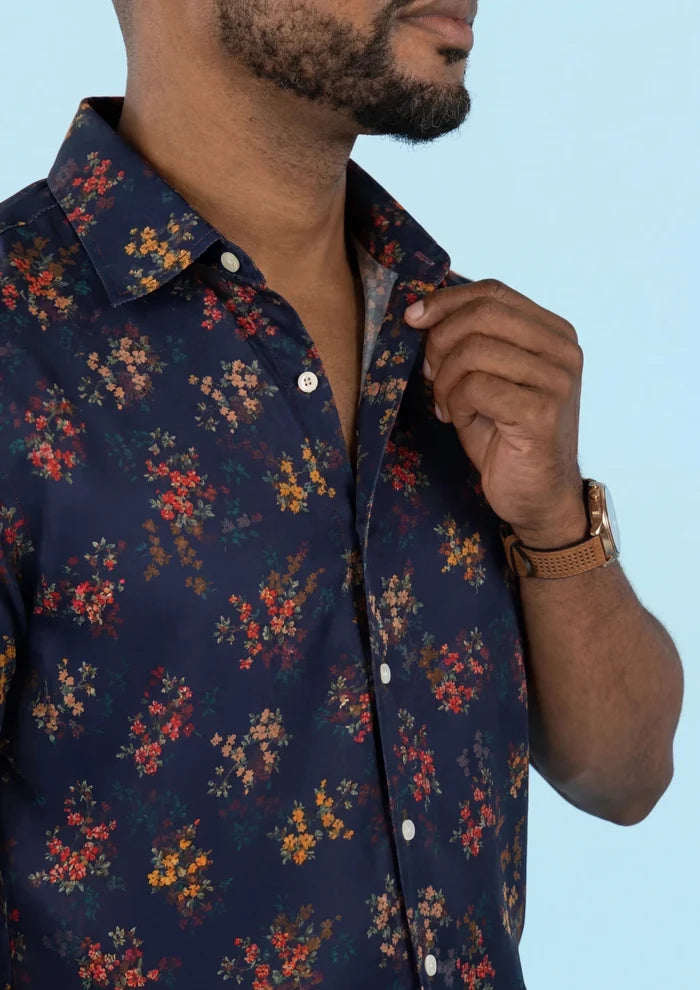Midnight Bloom Silk Shirt - SARTORO