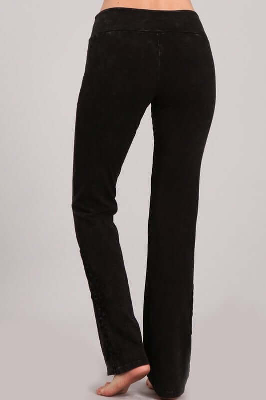 Mineral Washed Bootcut Jeggings with Crochet Detail - Made in USA - RFE Marketing Ventures