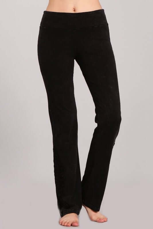 Mineral Washed Bootcut Jeggings with Crochet Detail - Made in USA - RFE Marketing Ventures