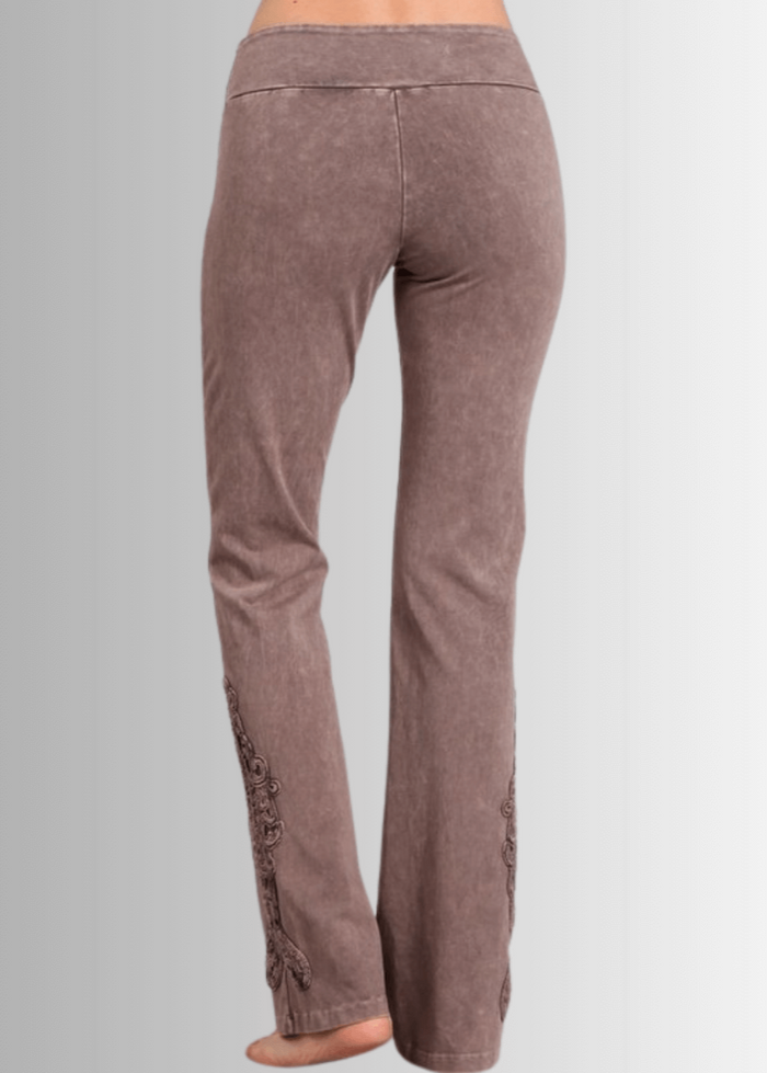 Mineral Washed Bootcut Jeggings with Crochet Detail for Ultimate Comfort - RFE Marketing Ventures