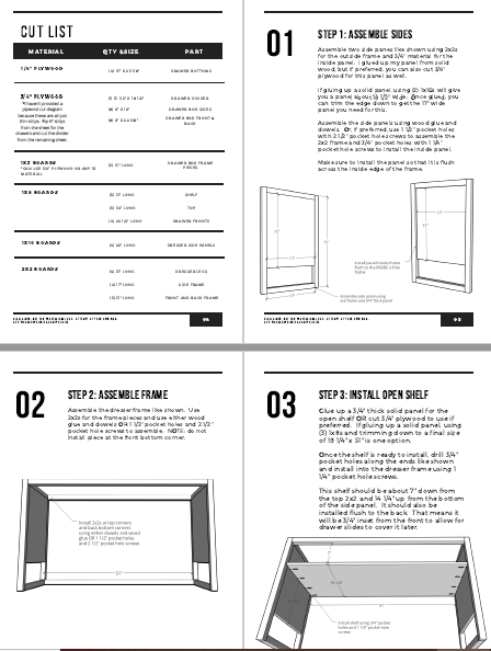 Modern 4 Drawer Dresser Plans
