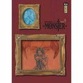 Tome 9 de Monster - Secret révélé avec face-à-face entre Nina et Johann. Couverture avec portraits encadrés et ambiance sombre du manga culte en vente dans votre boutique manga