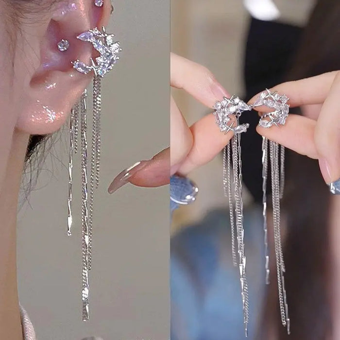 Moon Star Tassel Ear Clip/Cuff fashionnsio