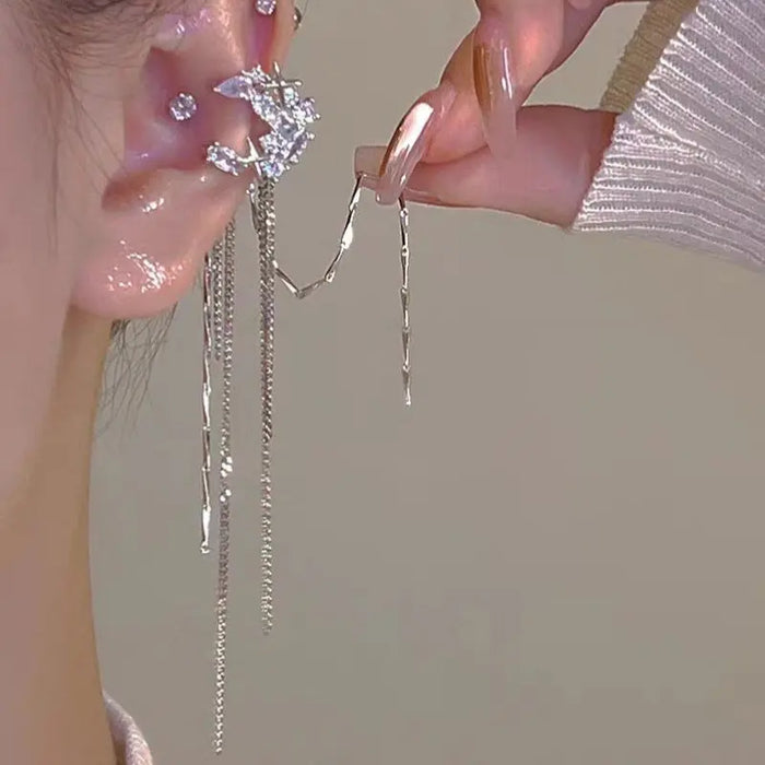 Moon Star Tassel Ear Clip/Cuff fashionnsio
