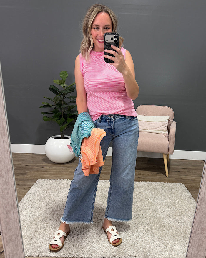Morgan Micro Striped Tank Top - Pink FINAL SALE Michelle Mae