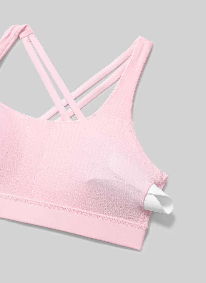 CRZ YOGA Women's Nakedfeel Training U Neck Criss Cross Back Sports Bra Strawberry Pink