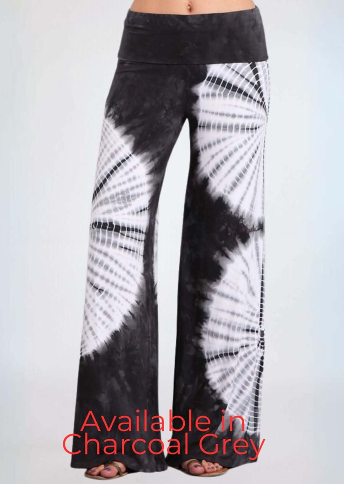 Nautical Navy Tie Dye Palazzo Pants for Women, Made in USA - RFE Marketing Ventures