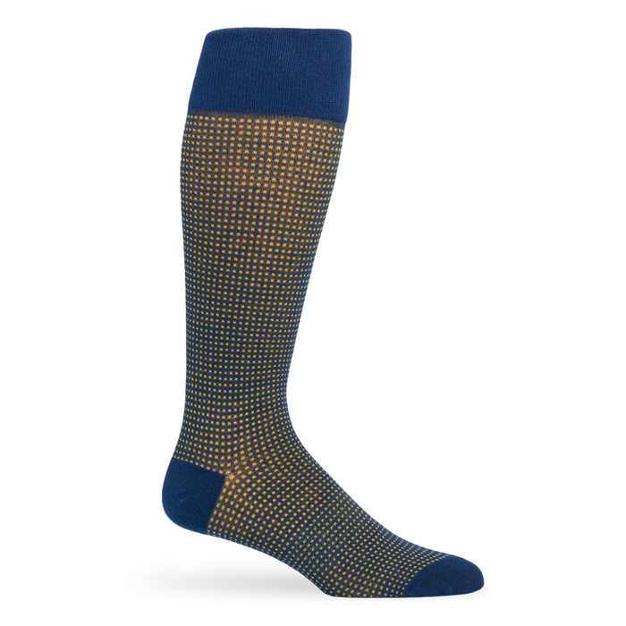 Navy / Gold Birdseye Dress Socks - SARTORO