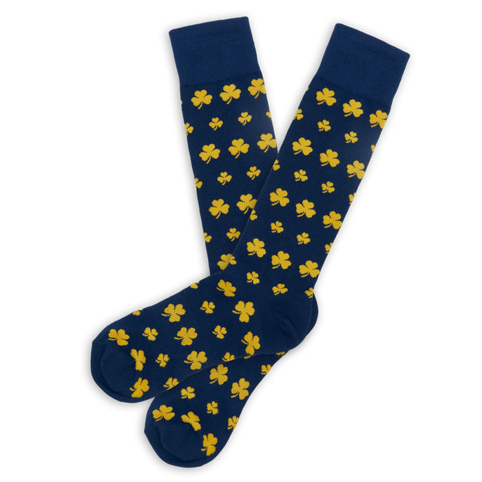 Navy / Gold Clover Dress Socks - SARTORO