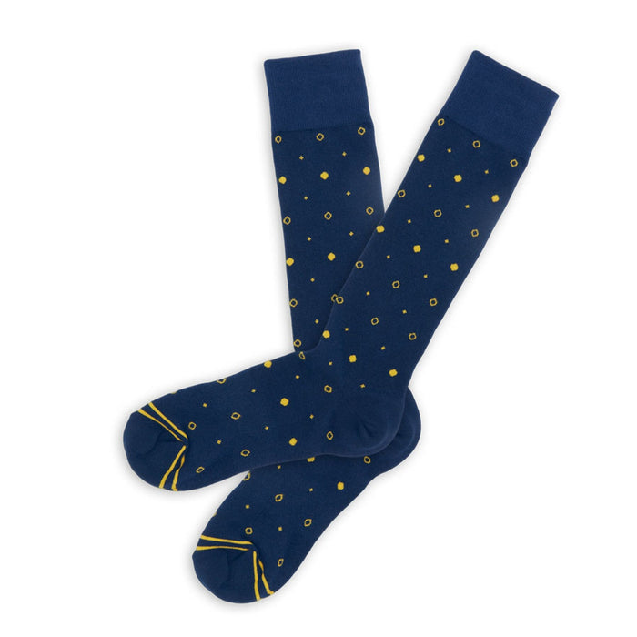 Navy / Gold Mixed Dot Dress Socks - SARTORO