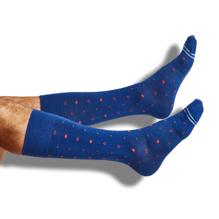 Navy Mixed Dot Dress Socks - SARTORO